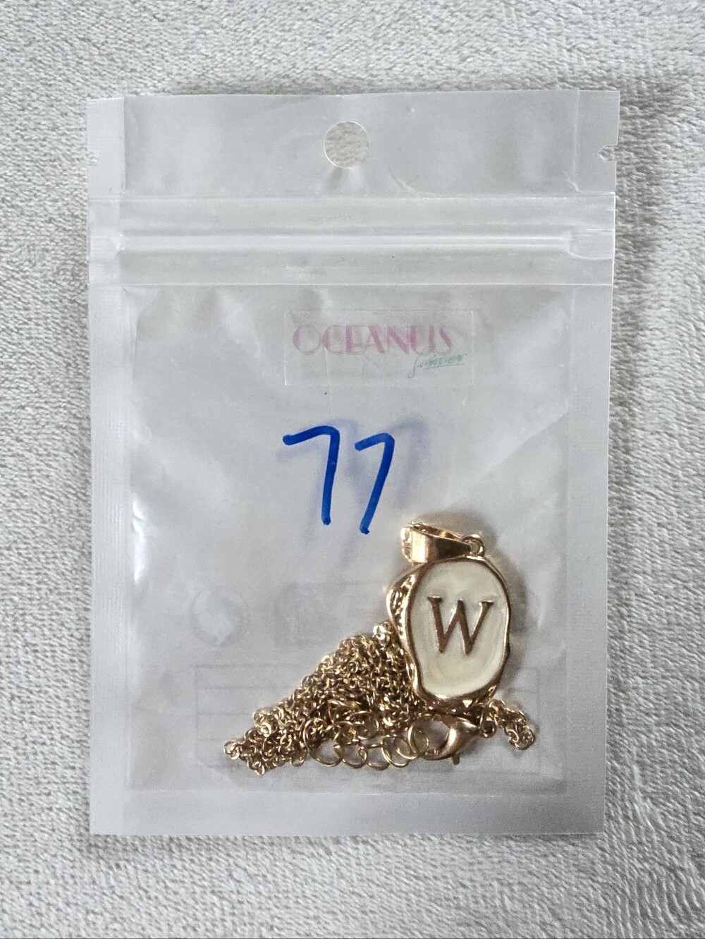 Oceanus▪️18K Gold Plated Oyster Shell Initial 'W' Pendant Necklace Coastal